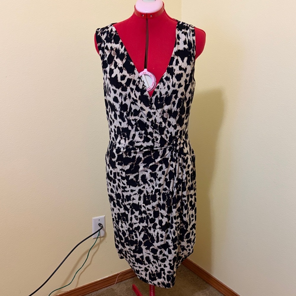 Lauren Ralph Lauren Black and White Patterned Midi Dress